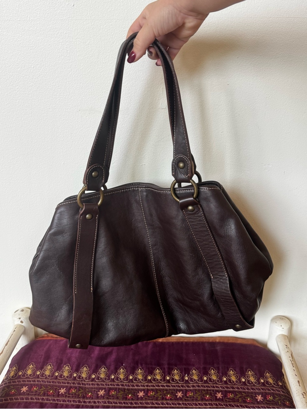 Classic Dark Brown Leather Shoulder Bag